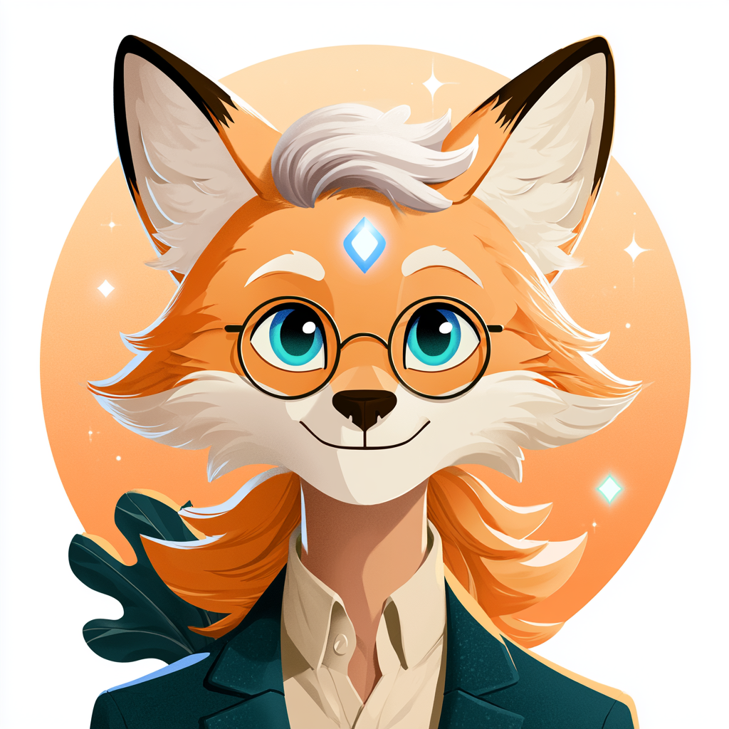 Friendly fox mascot representing the Secretary role